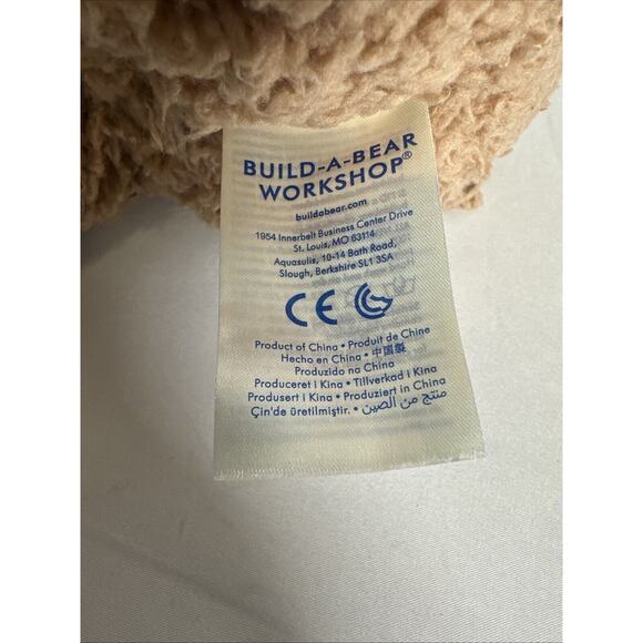 Build a Bear Timeless Teddy Plush Tan Brown Red Paws 2019 Version Stuffed Animal - Picture 5 of 7